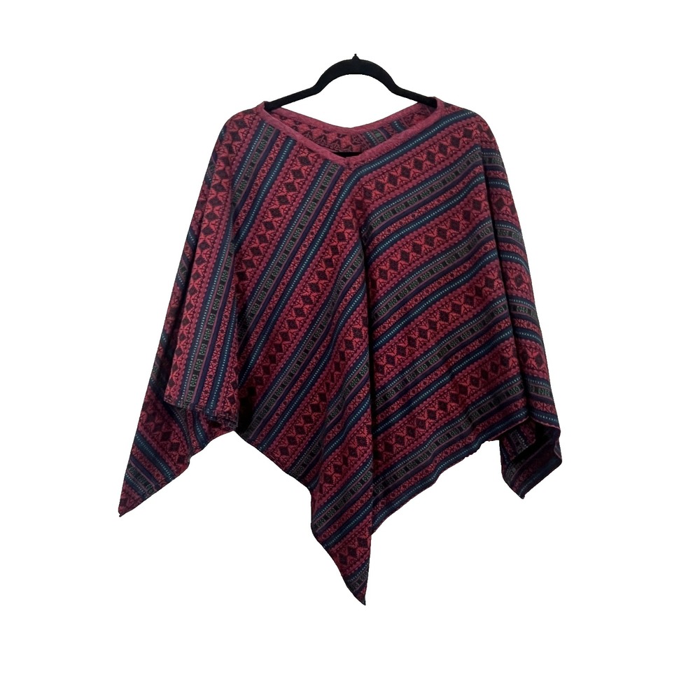 Vintage Colorful Western Aztec Cape OS Southwest Country Festival 80s Boho
